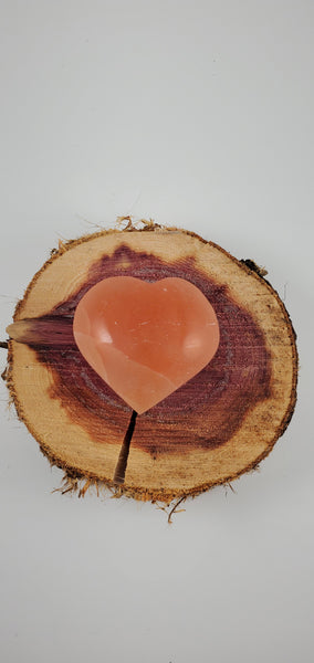 Red Selenite Heart - Hand Carved